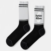 Elegant Striped Full Name and Monogram Crew Socks Sokken (Links)