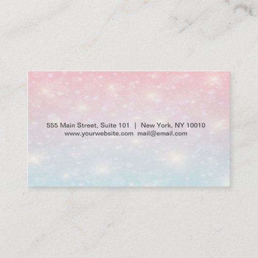 Elegant striped, Glitter Lips Silver Confetti Visitekaartje (Achterkant)