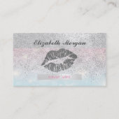 Elegant striped, Glitter Lips Silver Confetti Visitekaartje (Voorkant)