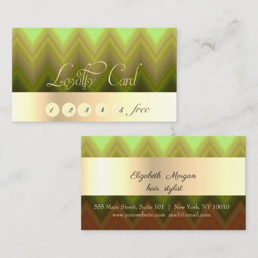 Elegant striped, Gold, Zigzag, Loyalty Card (Voorkant / Achterkant)
