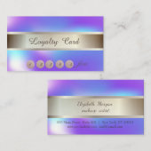 Elegant, striped, holografisch logo klantenkaartje (Voorkant / Achterkant)