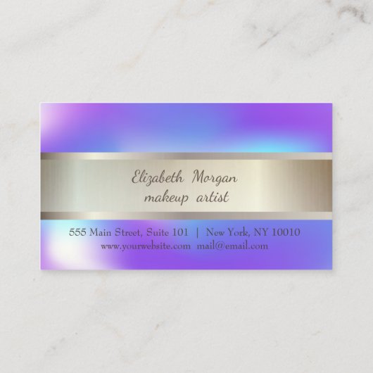 Elegant, striped, holografisch logo klantenkaartje (Achterkant)