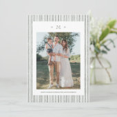 Elegant Striped Linen Custom Photo Holiday Card Kaart (Staand voorkant)