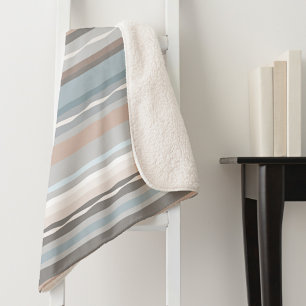 Elegant Striped Pattern Sherpa Blanket Deken