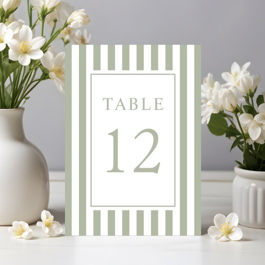  Elegant Striped Sage Green Wedding Kaart