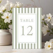  Elegant Striped Sage Green Wedding Kaart