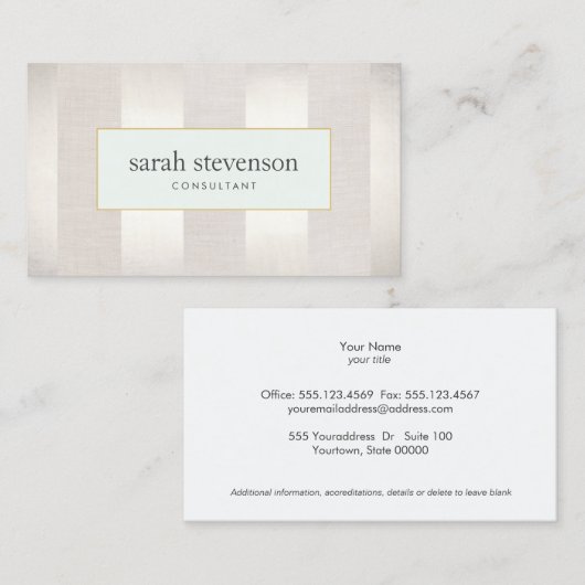Elegant Striped Silver en Beige Professional Visitekaartje (Voorkant / Achterkant)