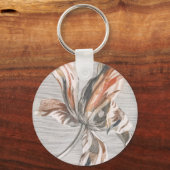 Elegant Striped Tulip Antique Flower Etching Sleutelhanger (Achterkant)