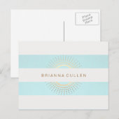Elegant Striped Turquoise en Gold Circles Briefkaart (Voorkant / Achterkant)