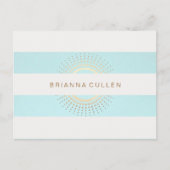 Elegant Striped Turquoise en Gold Circles Briefkaart (Voorkant)