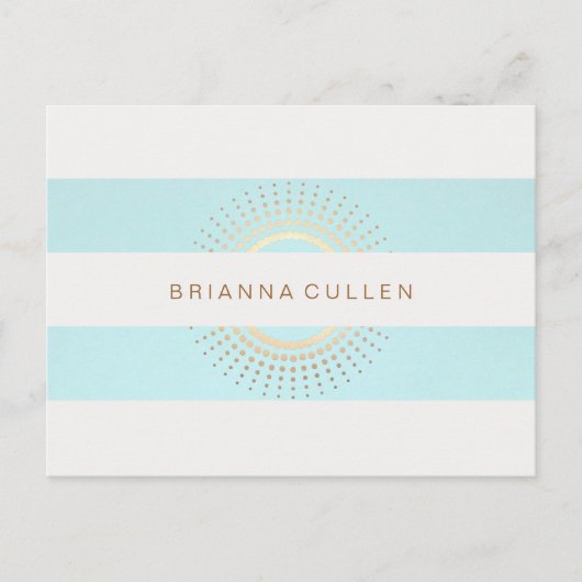 Elegant Striped Turquoise en Gold Circles Briefkaart (Voorkant)