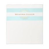 Elegant Striped Turquoise en Gold Circles Notitieblok (Voorkant)