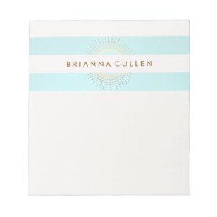 Elegant Striped Turquoise en Gold Circles Notitieblok