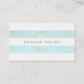 Elegant Striped Turquoise en Gold Circles Visitekaartje (Voorkant)