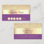 Elegant, striped, Violet, Gold Glittery Loyalty Ka (Voorkant / Achterkant)