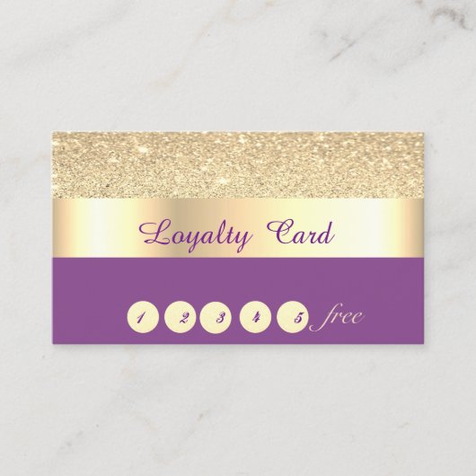 Elegant, striped, Violet, Gold Glittery Loyalty Ka (Voorkant)