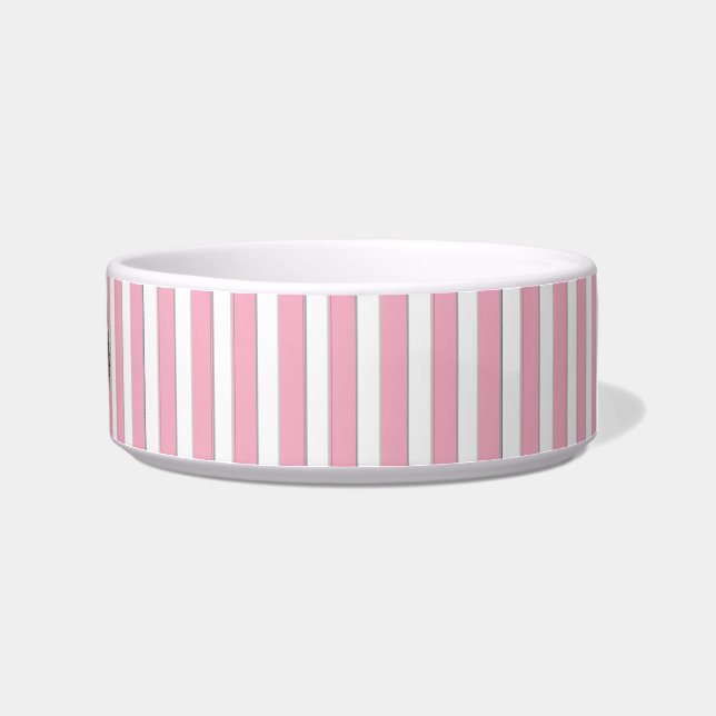 Elegant stripes and Pearls Monogram Name Dish Voerbakje (Rechts)