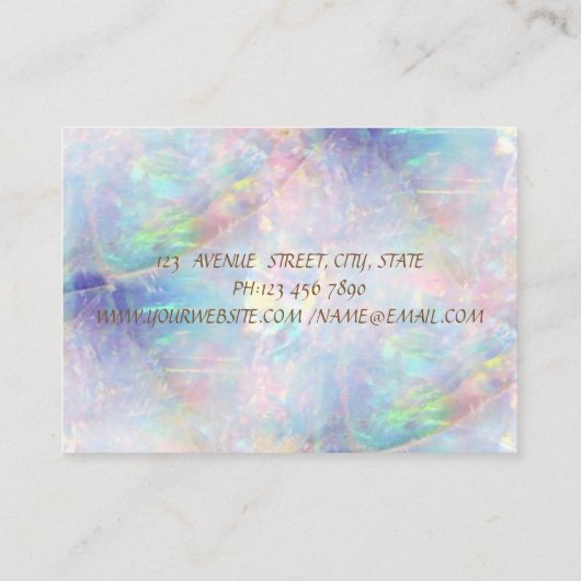 Elegant, Stripes, Diamonds, Opal Visitekaartje (Achterkant)