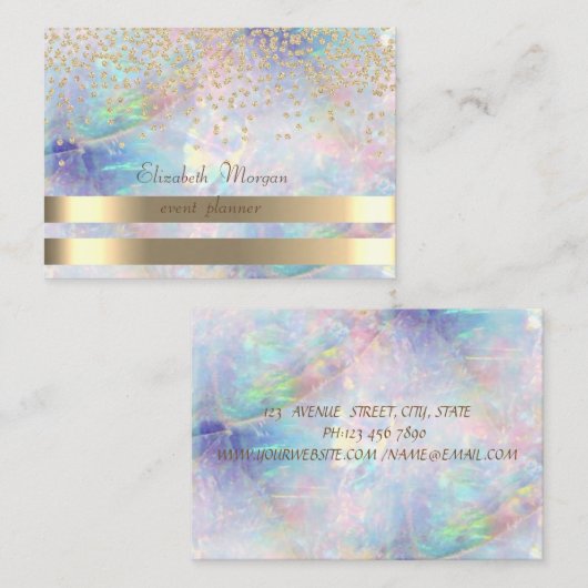 Elegant, Stripes, Diamonds, Opal Visitekaartje (Voorkant / Achterkant)