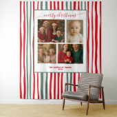 Elegant Stripes family Photo Christmas backdrop Wandkleed (In situ)