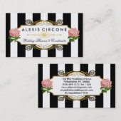 Elegant Stripes |Gold Hydrangea Wedding Planner Visitekaartje (Voorkant / Achterkant)