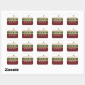 elegant stripes green + burgundy wedding vierkante sticker (Vel)