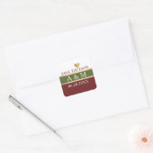 elegant stripes green + burgundy wedding vierkante sticker (Envelop)