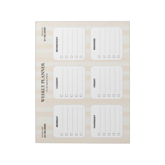 Elegant Stripes Weekly Planner Notitieblok (Linkerzijde)