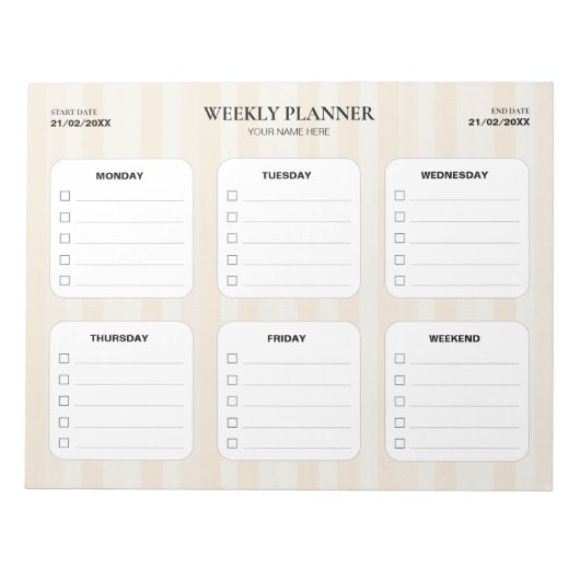 Elegant Stripes Weekly Planner Notitieblok (Voorkant)
