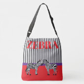 Elegant stripped pattern with Zebra Red purple  Crossbody Tas (Achterkant)