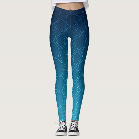 Elegant stromende lijnen op Blue Ombre Leggings (Voorkant)