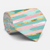 Elegant Stropdas in roze en turquoise (Opgerold)