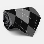 Elegant stropdas met zwarte argyle-patroon (Opgerold)