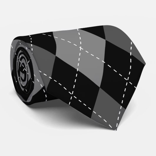 Elegant stropdas met zwarte argyle-patroon (Opgerold)