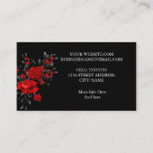 Elegant Stunning Floral Red Rose Black Leaves Visitekaartje (Achterkant)