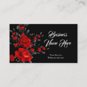 Elegant Stunning Floral Red Rose Black Leaves Visitekaartje (Voorkant)