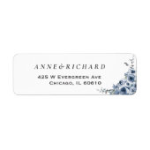 Elegant Stusty Blue Floral Return Address Label (Voorkant)