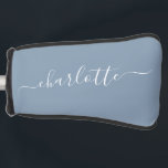 Elegant Stusty Blue Script Modern Name Persoonlijk Golfheadcover<br><div class="desc">Elegant Dusty Blue Script Name Personalized Golf Head Hoesje</div>