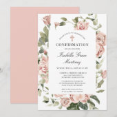 Elegant Stusty Pink Floral Cross bevestiging Kaart (Voorkant / Achterkant)