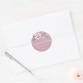 Elegant Stusty Pink Floral Engagement Party Ronde Sticker (Envelop)