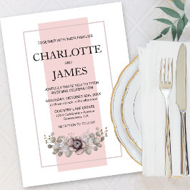 Elegant Stusty Roos met Eucalyptus Leaves Wedding Kaart