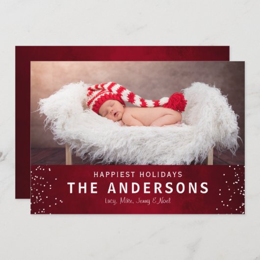 Elegant Styish Red Prettige feestdagen Kerstmis Feestdagenkaart (Voorkant / Achterkant)