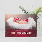 Elegant Styish Red Prettige feestdagen Kerstmis Feestdagenkaart (Staand voorkant)