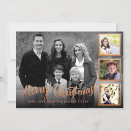 Elegant Styish Roos Gold Merry kerstcollage Feestdagenkaart