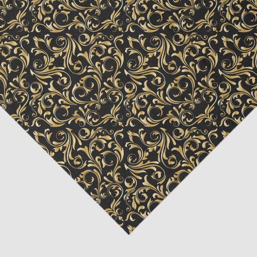 Elegant Style Black en Gold Damask Tissuepapier (Detail)