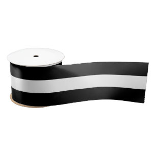 Elegant Style Chic Black en white stripes patroon Satijnen Lint