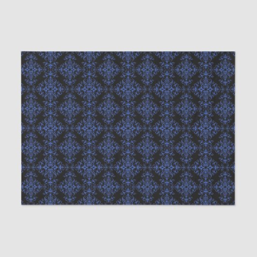 Elegant  Style Damask Blue Black Tissuepapier (Voorkant)