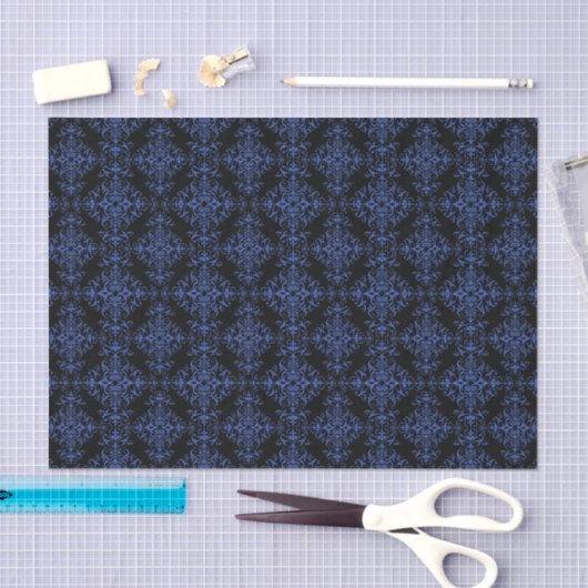 Elegant  Style Damask Blue Black Tissuepapier (Craft)