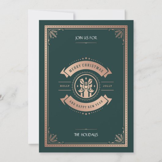 Elegant  Style Hunter Green-kerstfeest Kaart (Voorkant)