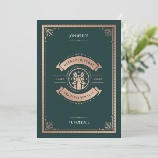 Elegant  Style Hunter Green-kerstfeest Kaart (Staand voorkant)